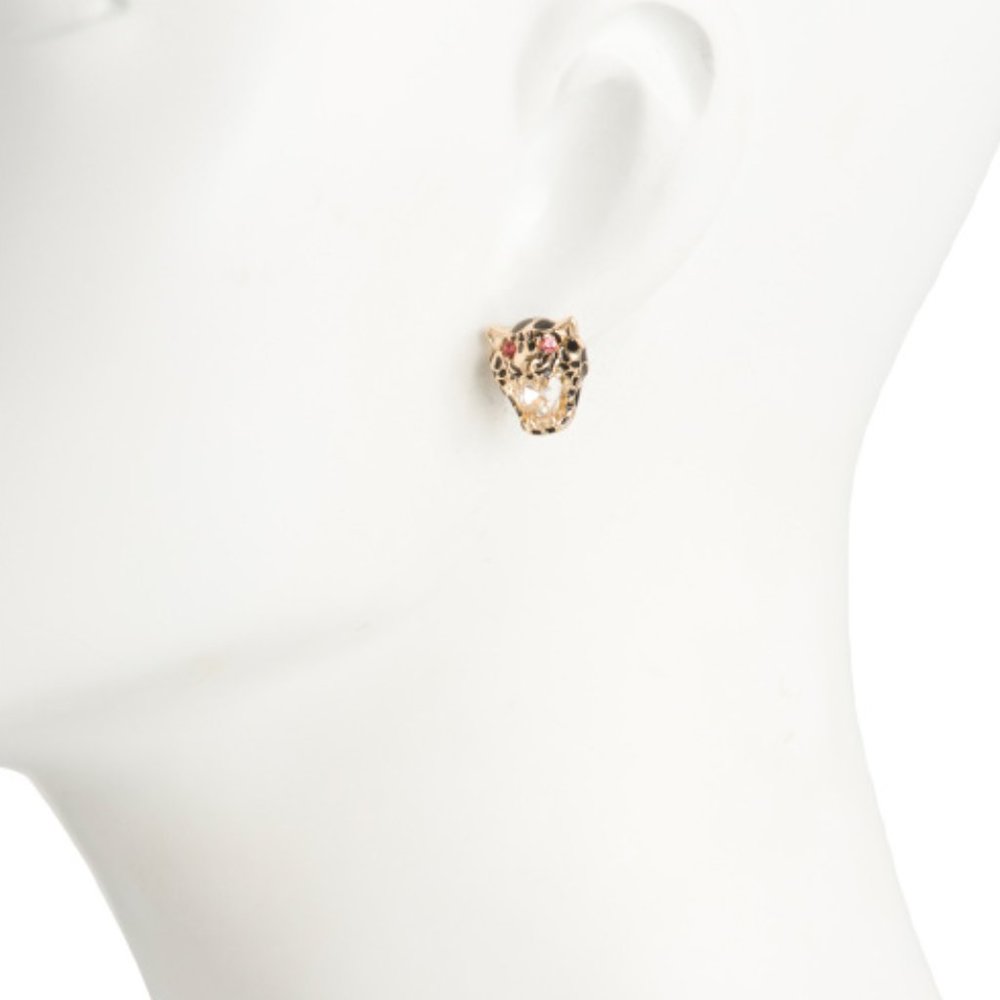 BETSEY JOHNSON Jaguar Cheetah Cubic Zirconia Stud Earrings - Picture 5 of 5